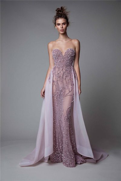 

berta 2020 dusty pink crystal beaded evening dresses with detachable train luxury open back mermaid prom gpen long formal party pageant wear, Black;red