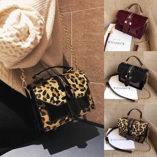 

shoulder bags luxury women's leopard shoulder bag small patent leather hasp messenger bag chain tote borsa donna