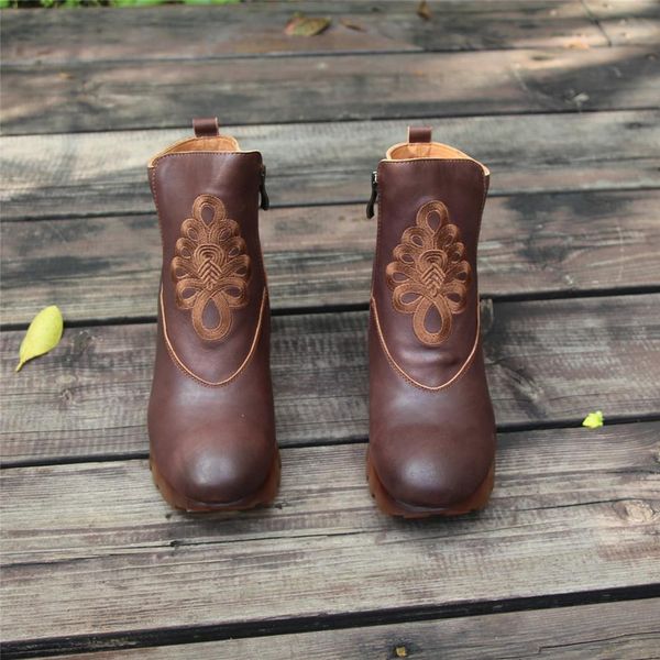 

retro boots for women leather platform boots coffee, Black