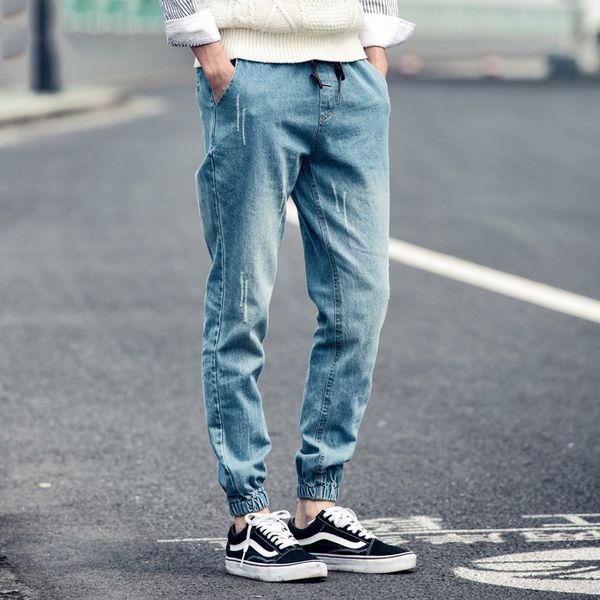 

youth leggings legs scratched harlan pants jeans boys casual midweight full length denim trousers spring autumn new, Blue