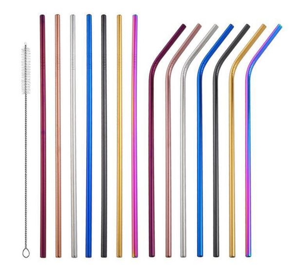 

reusable drinking straw 304 stainless steel metal straw with cleaner brush for mugs dhl 333
