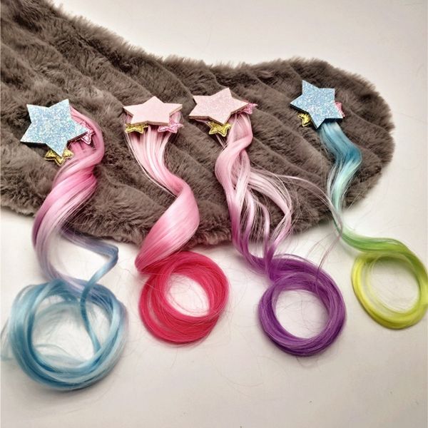 Estensioni dei capelli Parrucca riccia per bambini Ragazze Principessa Stelle Testa Archi per capelli Clip Forcine per capelli Barrette Accessori per capelli 50 pezzi 0203