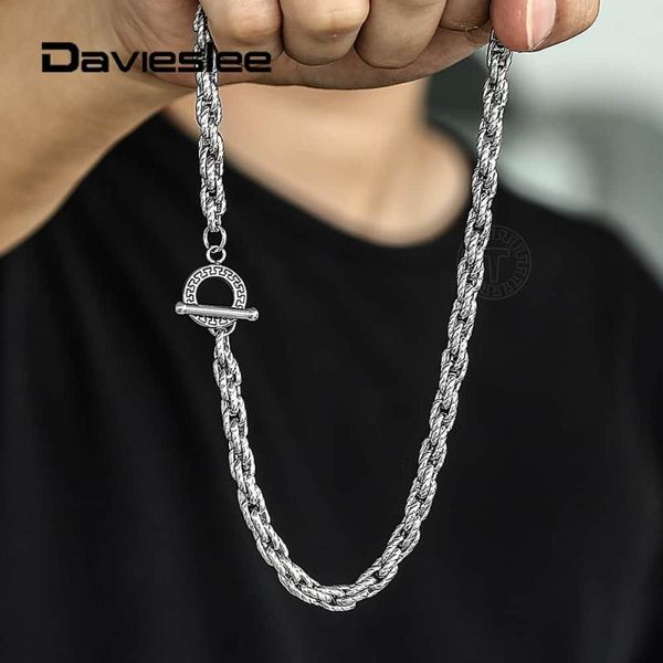 

6mm twist rope stainless steel chain necklace link for men women unique pattern toggle clasp trendy jewelry 18-30 inch tns00901, Silver
