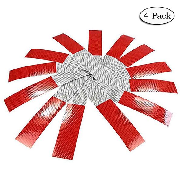 

4 pack car dot reflective tape red & white conspicuity safety caution warning sticker for car truck trailer mailbox 5x30cm cb022