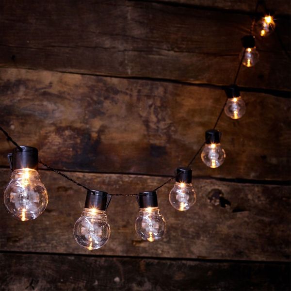 Outdoor Light String With 20 Transparent Led Bulbs For Backyard