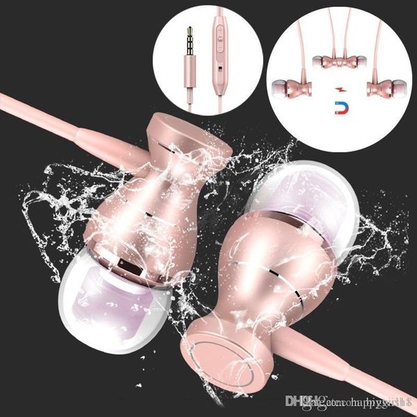 

factoryprice magnetic earphones headphone metal headsets 3.5mm super bass stereo earbuds with mic for mobile phone mp3 mp4