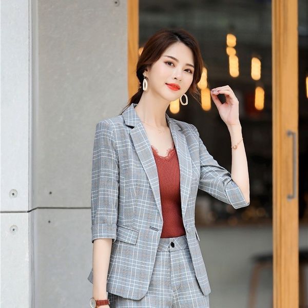 

fashion plaid half sleeve formal blazers and jackets coat 2019 spring summer ol styles blazer coat outwear ladies clothes, White;black
