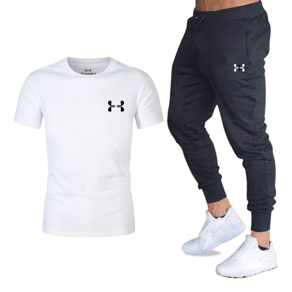 

men's sets t shirts pants two pieces sets casual tracksuit basketball new fashion print suits sportwear fitness shirts, Gray