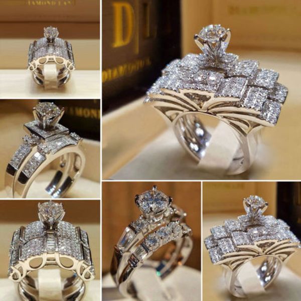 

2019 fashion silver rhinestone rings women alloy crystal band ring silver wedding band ring sz5-11 us