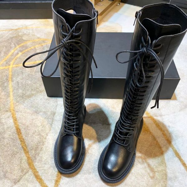 

2019 new autumn and winter explosions fashionable women shoes lace up platform black long boots size 35-40 factory direct