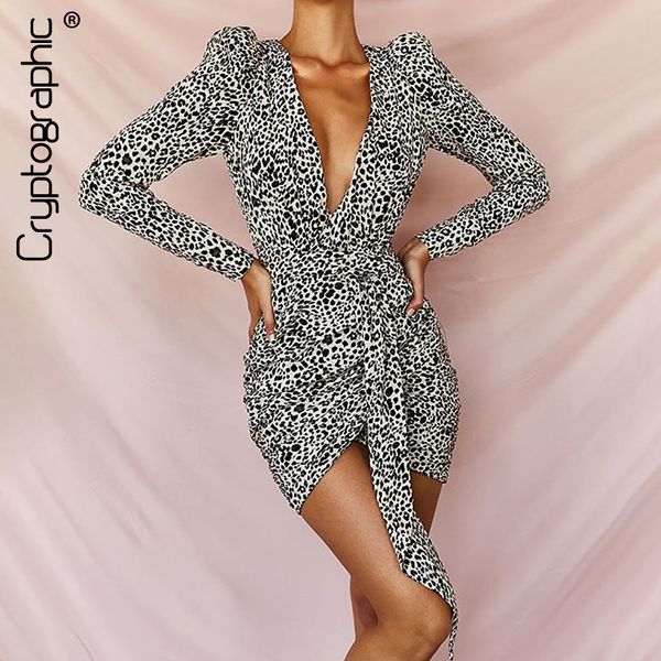 

криптографическая мода leopard повседневные платья женщин 2019 глубокий v шеи длинным рукавом зашнуровать платье мини zipper сексуальное пла, Black;gray