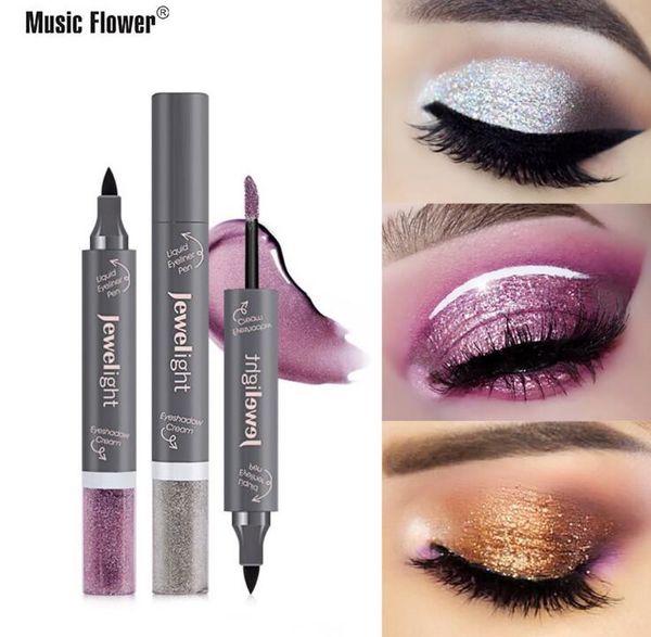 

music flower double head shimmer liquid eyeliner pearl liquid eye shadow waterproof 3ml+4.8g