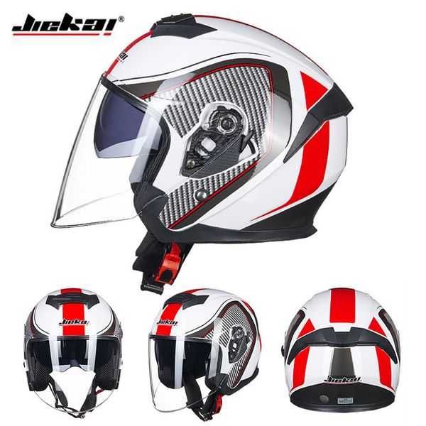 

new jiekai electric motorcycle half face helmet with double lens 3/4 kick scooter motorbike helmet size m l xl xxl