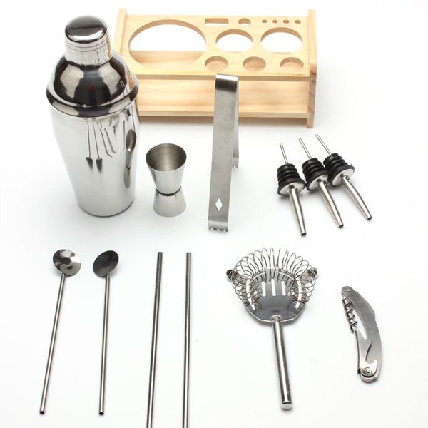 

12pcs bar kits shaker professional bartender tool set drink wine jug wooden rack brewing for kitchen browser cocktail mixer other bar produc