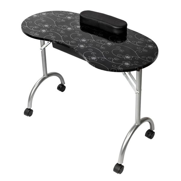 

portable mdf manicure table with arm rest+drawer salon spa nail equipment black