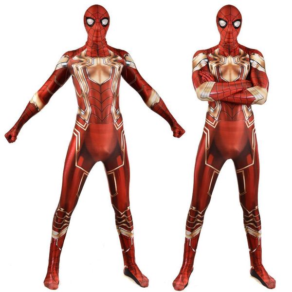 

а новая конструкция стальная конструкция spiderman человек-паук тони костюм супергероя человек-паук bodysuit lycra spandex косплей комбинезо, Black;red