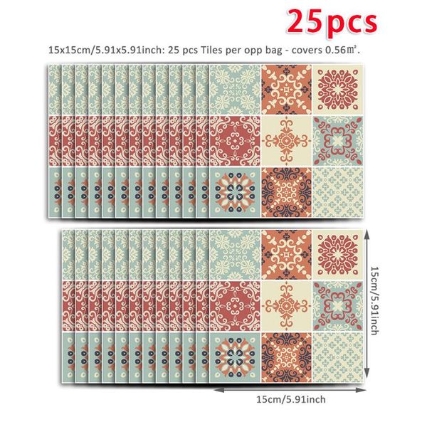 

25pcs set removable tile mosaic wall sticker home improvement waterproof for kitchen bathroom home decor display