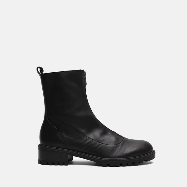 

2020 woman boots front thick with head black short boots woman