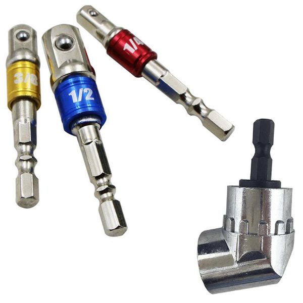

3pcs/set chrome vanadium steel socket adapter hex shank 1/4" 3/8" 1/2" extension drill bits driver electrical drilling head k