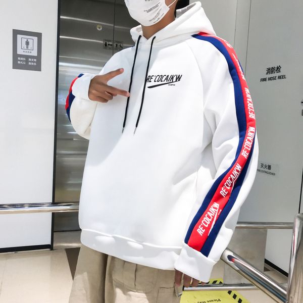 

country fashion man hoodie hiphop hip hop loose-fit plus velvet hoodie youth casual coat couple clothes, Black