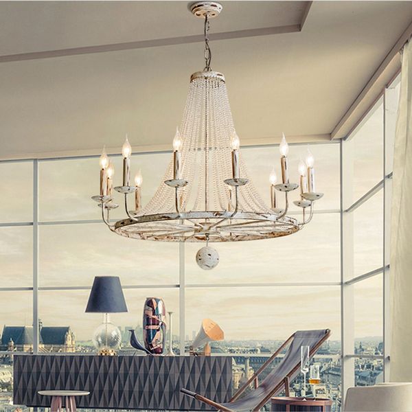 Retro Vintage Cooper Crystal Drops E14 Led Candelabros / Grande Europeia Empire Estilo Lustres Lustre Chandelier Iluminação para Living RoomRetro Vintage