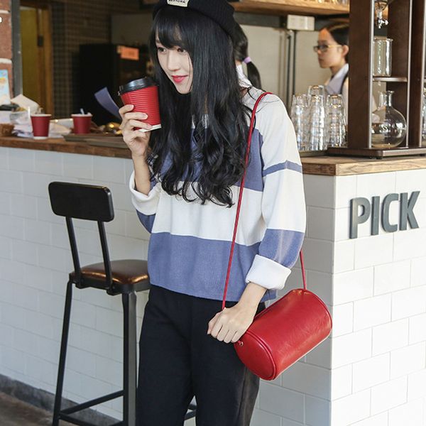 

new women shoulder bags fashion pu leather messenger bags handbags brand design ladies barrel-shaped