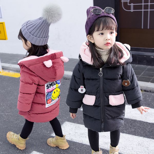 

girls padded cotton clothes winter korean-style western style children liz velvet jacket padded warm mid-length baby, Blue;gray