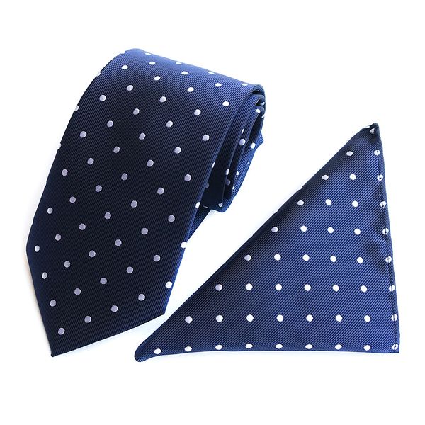 

dot wave point men's suits tie pocket towel set fashion men's tie sets business casual suit square scarf accessories, Blue;white