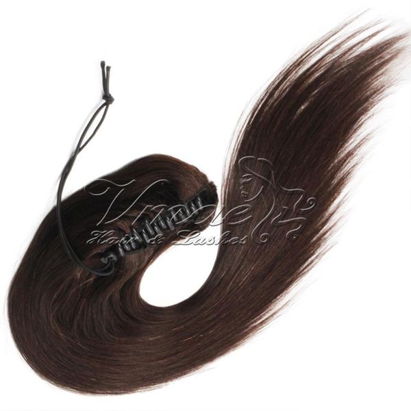 

claw clip drawstring ponytail remy russian blonde cuticle aligned virgin natural straight 120g 12-26 inch horsetail human hair extensions, Black