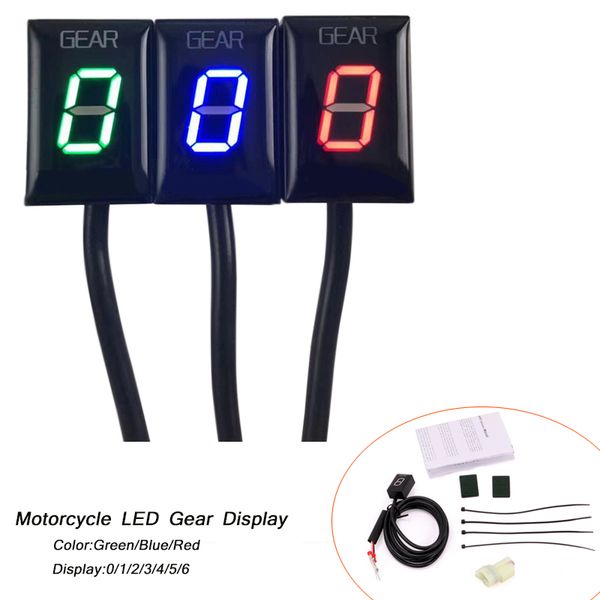 

motorcycle speed gear display indicator red/green/blue led 1-6 level ecu plug mount kit for