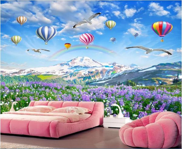 

3d wallpaper custom p murals background wall plateau lavender flower sea air balloon landscape home decor wall art pictures