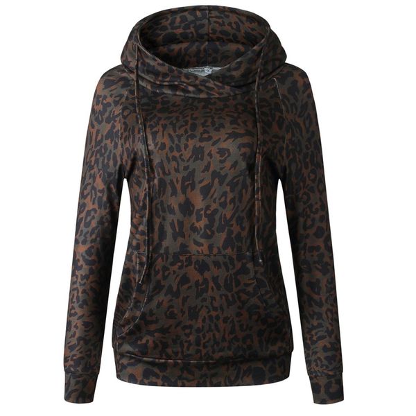 

autumn winter women cute hoodies hooded pullover casual leopard print kawaii oversized hoodie sweatshirt women clothing, Black