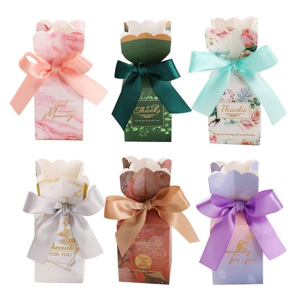 

wedding gift box bag beautiful flower 50pcs diy wedding candy box with ribbon bridal festival birthday party decor gift