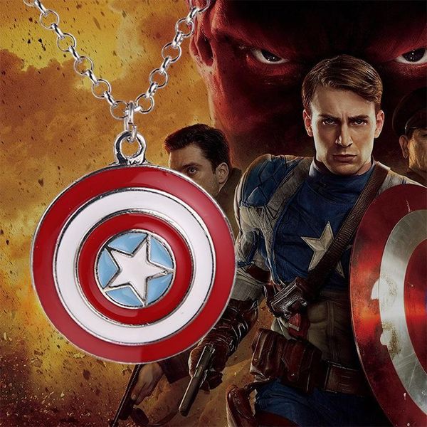 

wholesale captain america shield necklace for women and men super hero necklaces pendants avengers necklace accessories for kids gifts, Silver