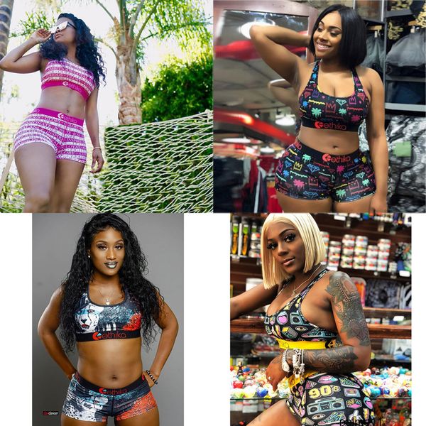 

ethika women swimsuit crop vest + swim shorts trunks boxers 2 piece set tracksuit patchwork shark camo swimwear uodv, Gray