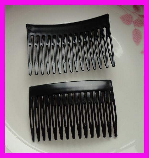 

20pcs 15teeth 4.5cm*7.0cm black plain plastic hair comb for diy hair accessories,bridal hair combs,side combs wholesales, White;golden
