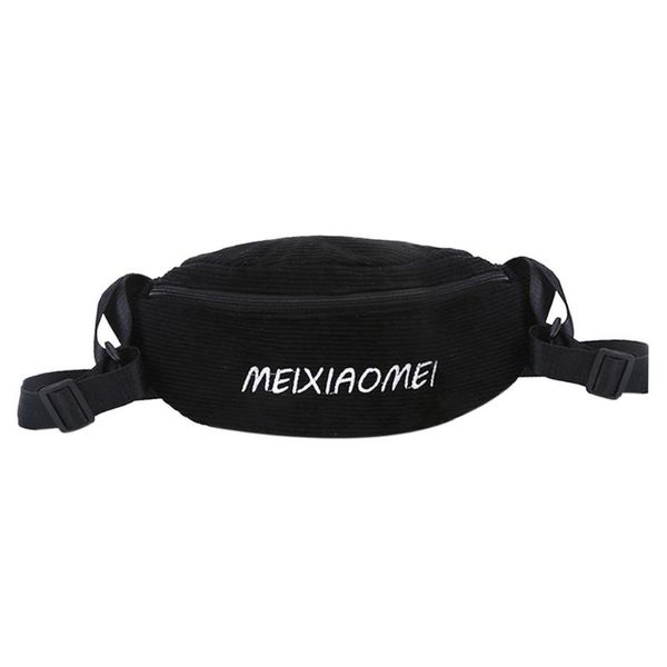 

fashion corduroy shoulder waist bag women fanny letters casual crossbody chest belt pack zipper pure color purse