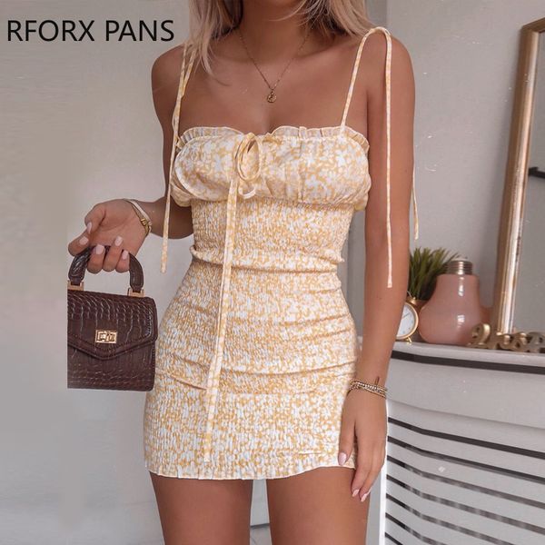 

women sweet vacation floral print spaghetti strap shirring design dress mini dress summer, Black;gray