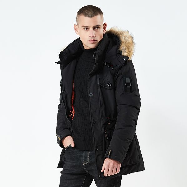 

vecileon winter men's parka jacket coat male thick cotton-padded jacket parka coat male fashion casual warm coats, Black