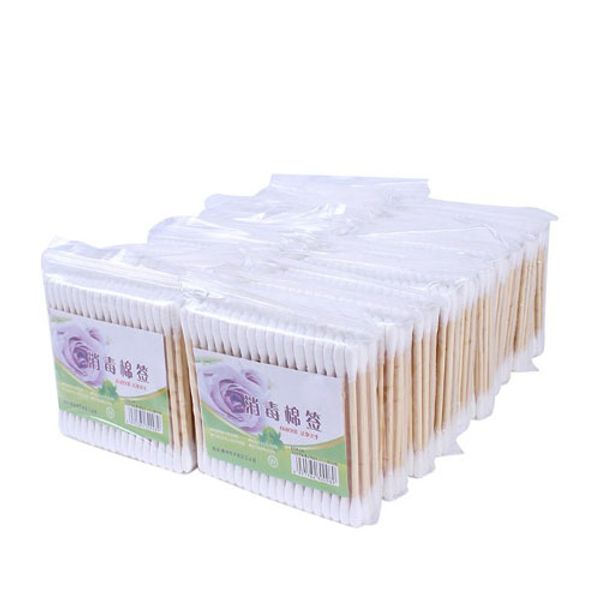 

double head cotton swab women makeup cotton buds tip for medical wood sticks nose ears cleaning health care tools