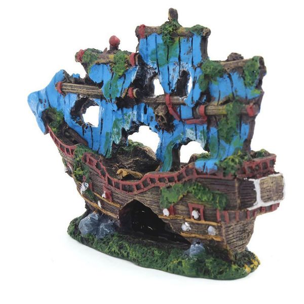 

drop shipping 2018 fish tank aquarium ornament wreck sailing boat sunk ship destroyer decor purchasing decoration