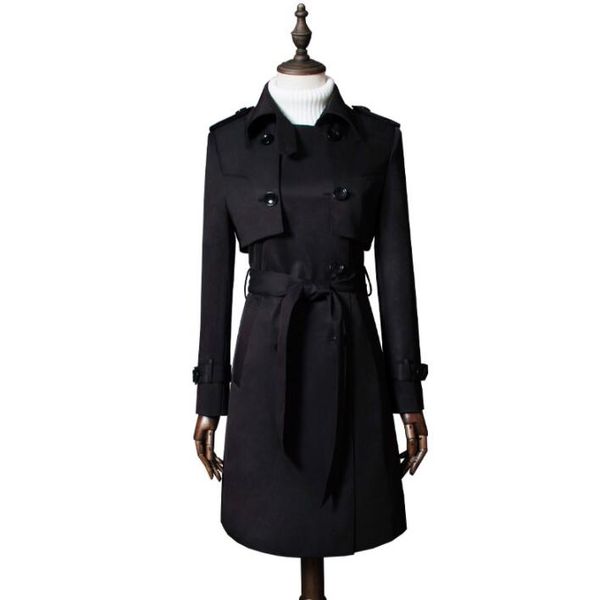 

black ladies trench coat for women long sleeves coats womens casaco feminino overcoat woman jaqueta feminina european spring, Tan;black