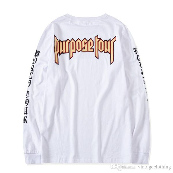 

мужская с длинным рукавом свободные футболки письмо печатных o шеи уличная хип-хоп хлопок дышащий футболки топы, White;black