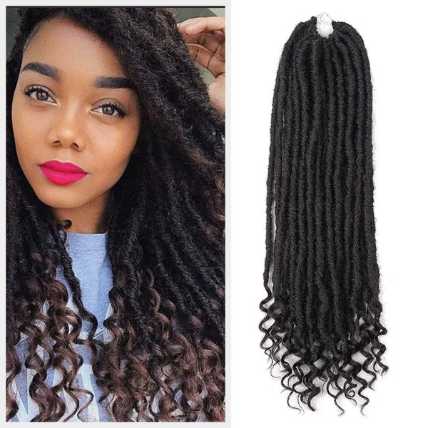 

africa wig chemical fiber crochet dirty braid faux goddess locs hollow braid marely braids 20 inches long, Black
