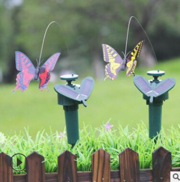 

solar power dancing flying butterflies fluttering vibration fly hummingbird flying birds garden yard decoration funny toys yysy327