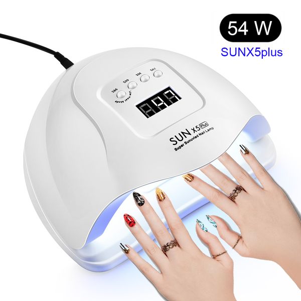 

54/36/6w sun x5 plus nail dryer lcd display 36 leds nail lamp uv led lamp for curing gel polish auto sensing no bottom