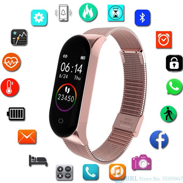 

fashion stainless steel smart watch women men ladies wrist watch for andriod ios smart clock fitness tracker sport smartwatch, Slivery;brown