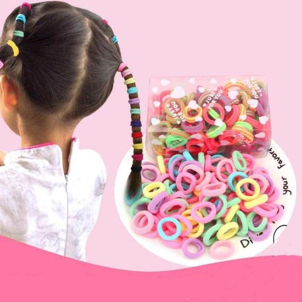 

newpack of 100 small terry elastic tiny ponytail hair band holder hair ties mix colors ropeshair accessories for baby girls, Slivery;white