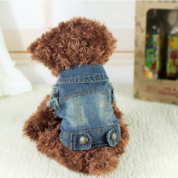 

pet dog cat vest hooded small pet dog cat jeans denim outwear costume apparel puppy dog clothes winter jeans hooded jacket coat