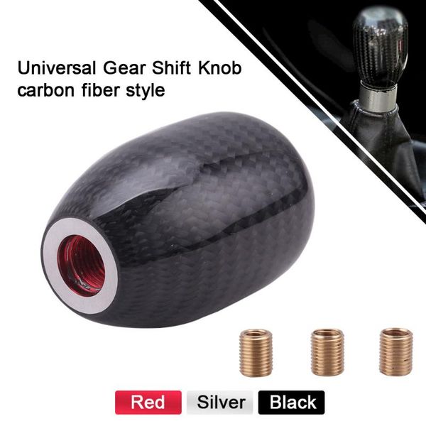 

rastp-universal oval carbon fiber manual gear shift knob with 3 adapter for most car decorations classic jdm style -sfn032
